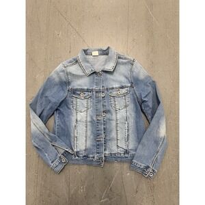 Zara Girls Denim Jacket Button-Up Medium Wash Cotton Size 13-14 Casual Outerwear